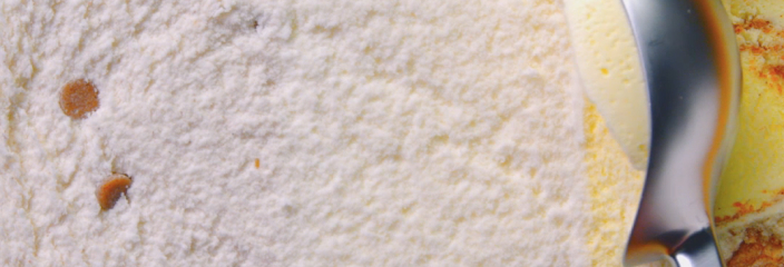 A close-up scoop of ice cream