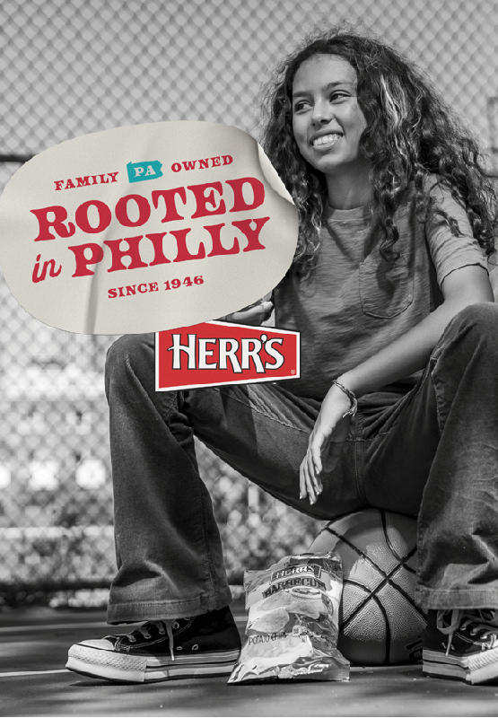 Herr's Rooted in Philly hoops girl artwork