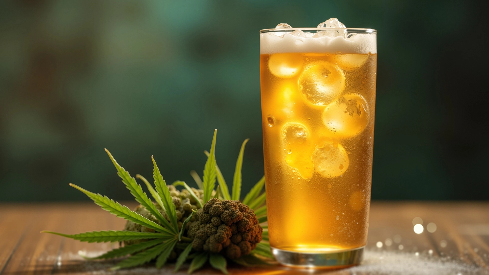 An ice-chilled glass of a non-alcoholic beverage that is hemp-infused, highlighting Mindful Mixology.